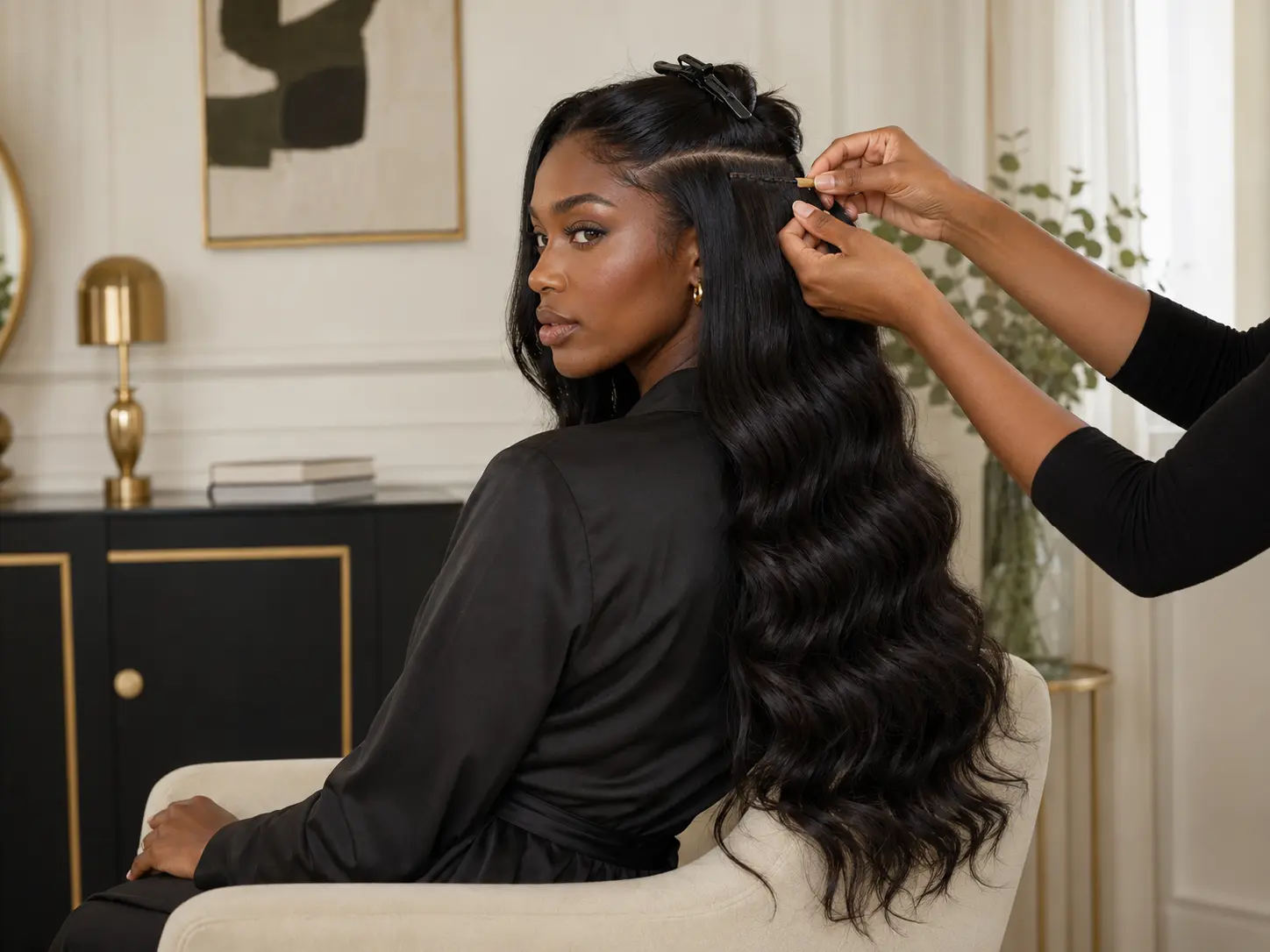 Prestation Greffage Ondes Élégance avec coiffure Body Wave