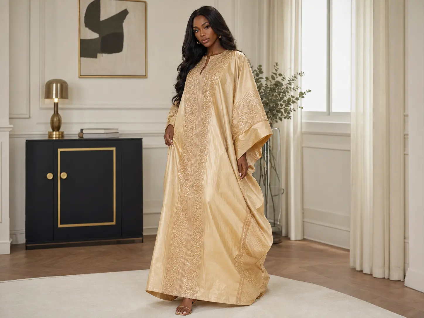Grand Boubou Lumière du Sahel couleur champagne