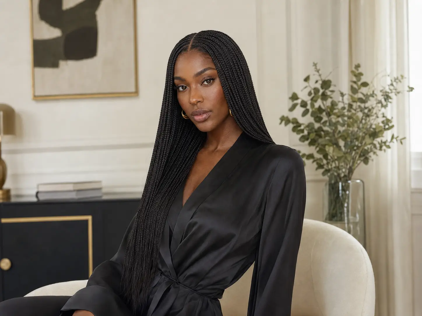 Perruque Box Braids Reine de Dakar avec longues tresses